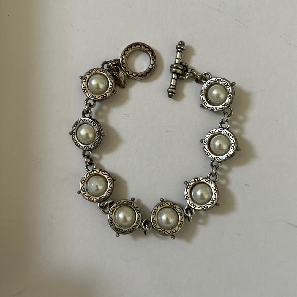 Brighton Silver and Pearl link bracelet